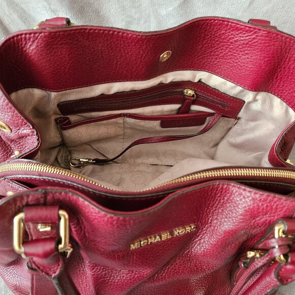 Michael Kors Pebble Leather Satchel Cherry Red - Picture 5 of 10